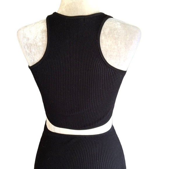NEW House of Harlow 1960 Black Ribbed Midriff Cutout Bodycon Midi Dress - XS - Picture 11 of 15